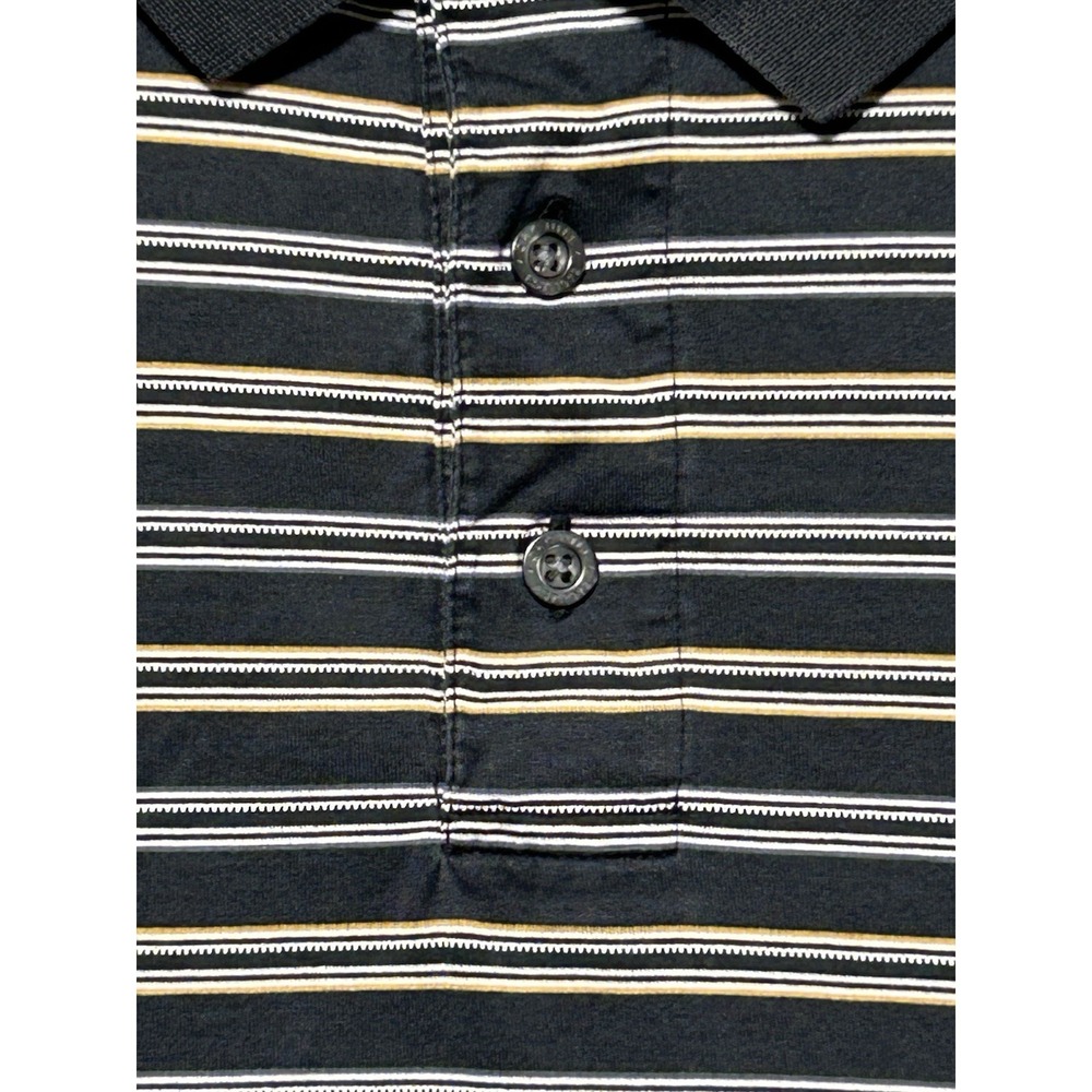 OAK HILL Golf Polo Shirt Men 2XL Red Striped Black Mercerized Cotton XXL 52" - Picture 2 of 6
